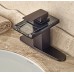 Rozin LED Light Glass Spout Waterfall Bathroom Sink Faucet with 8" Holes Cover Plate Oil Rubbed Bronze - B016HQ9I58